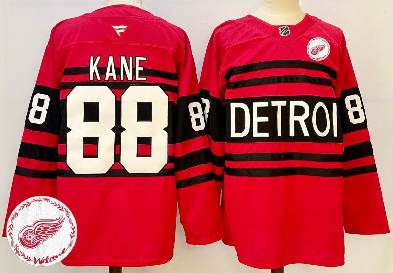 Men Detroit Red Wings 88 Kane Red Fanatics 2025 NHL Jersey style 4